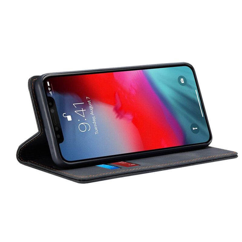 Husa piele iPhone XS Techsuit Confy Cover, negru