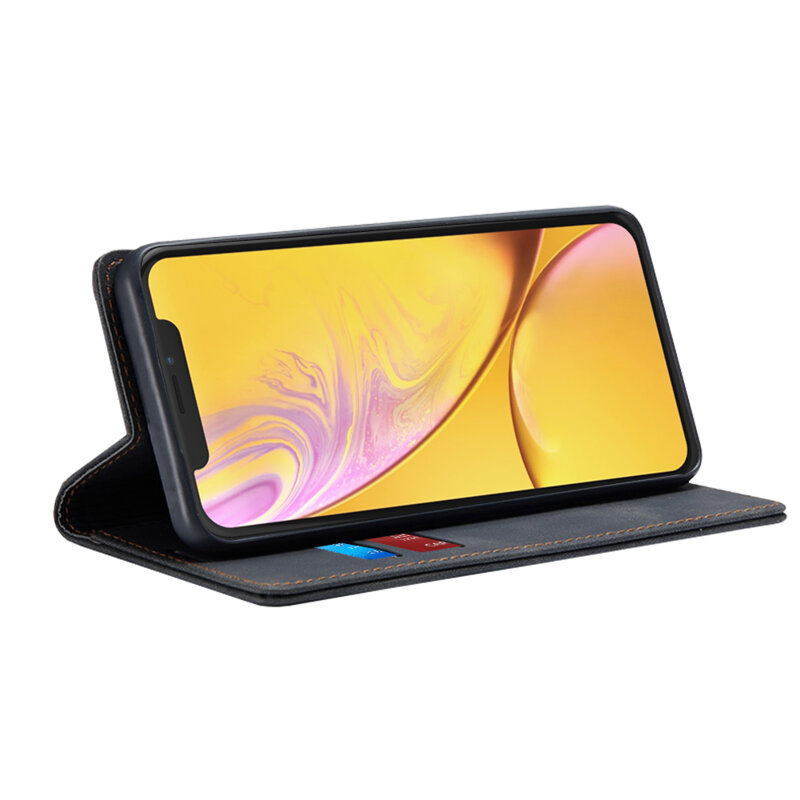 Husa piele iPhone XR Techsuit Confy Cover, negru