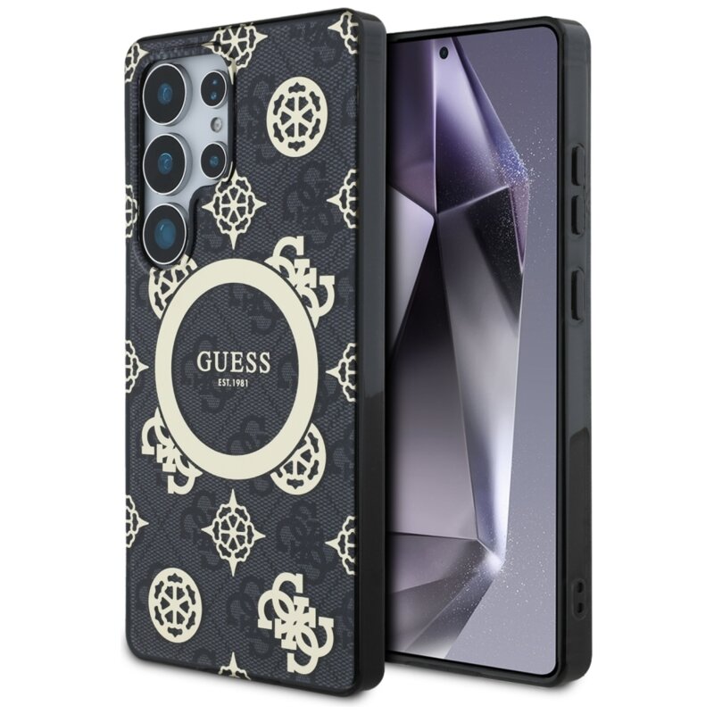 Husa Samsung Galaxy S25 Ultra originala Guess IML Peony On 4G Background MagSafe, negru, GUHMS25LH4PYEEK