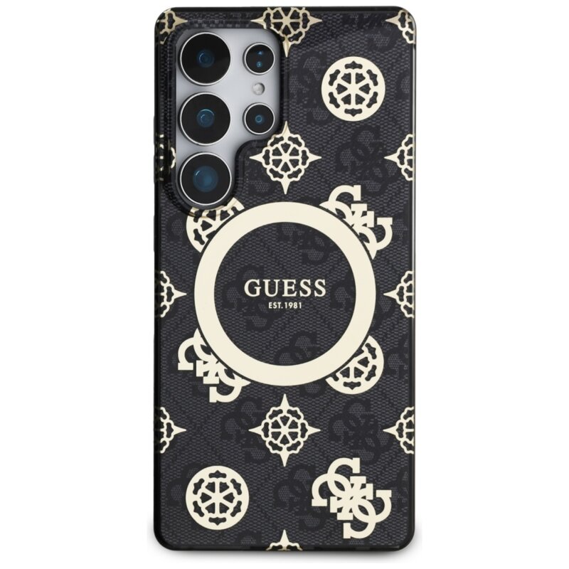 Husa Samsung Galaxy S25 Ultra originala Guess IML Peony On 4G Background MagSafe, negru, GUHMS25LH4PYEEK