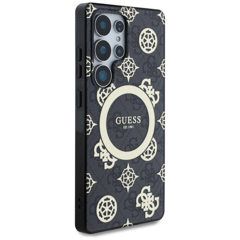 Husa Samsung Galaxy S25 Ultra originala Guess IML Peony On 4G Background MagSafe, negru, GUHMS25LH4PYEEK