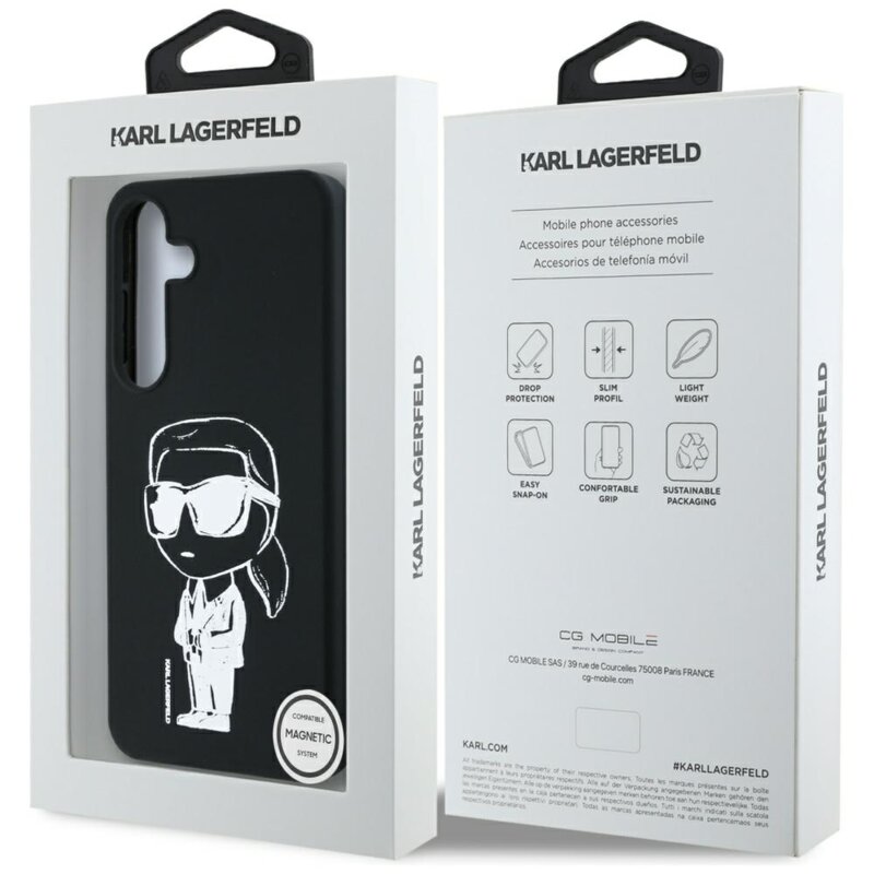 Husa Karl Lagerfeld Samsung Galaxy S25 Silicone Graffiti MagSafe, Ikonik, KLHMS25SPNYKGRTK