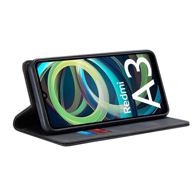 Husa piele Xiaomi Redmi A3 Techsuit Confy Cover, negru