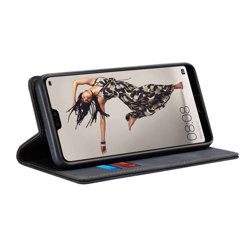 Husa piele Huawei P20 Pro Techsuit Confy Cover, negru