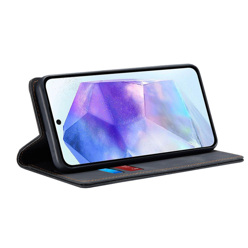 Husa piele Samsung Galaxy A55 5G Techsuit Confy Cover, negru
