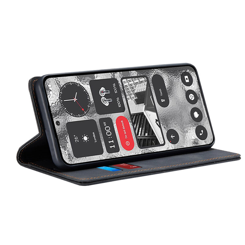Husa piele Nothing Phone (2) Techsuit Confy Cover, negru