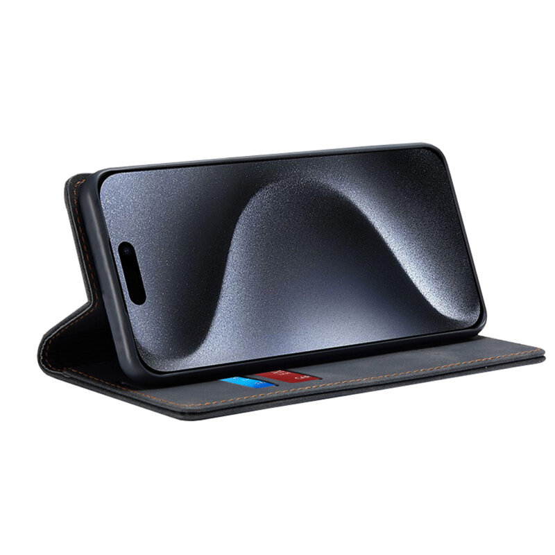 Husa piele iPhone 15 Pro Techsuit Confy Cover, negru