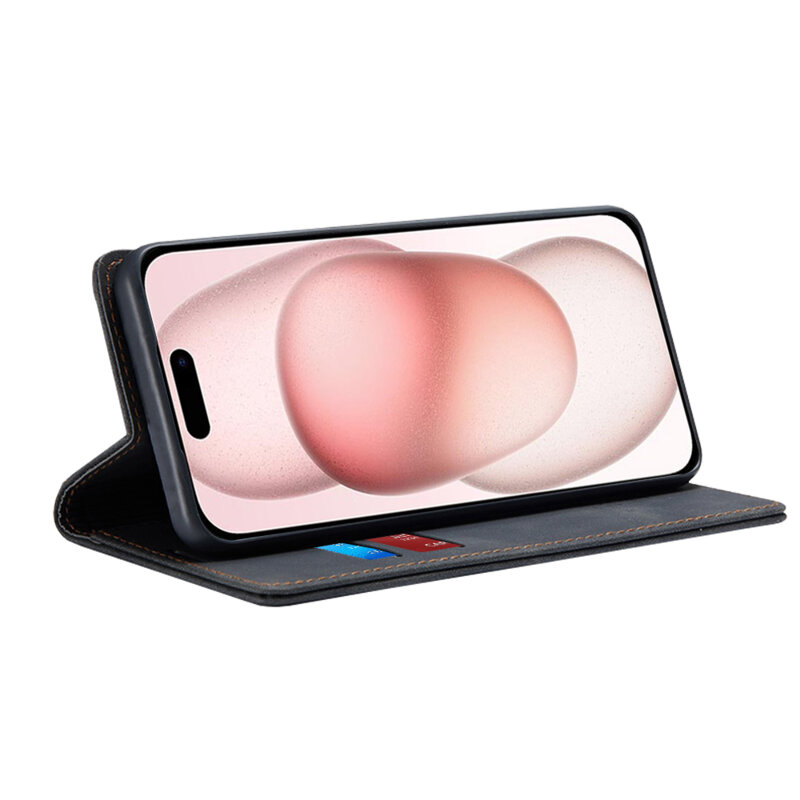 Husa piele iPhone 15 Techsuit Confy Cover, negru