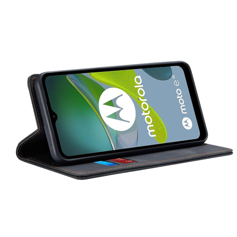 Husa piele Motorola Moto E13 Techsuit Confy Cover, negru