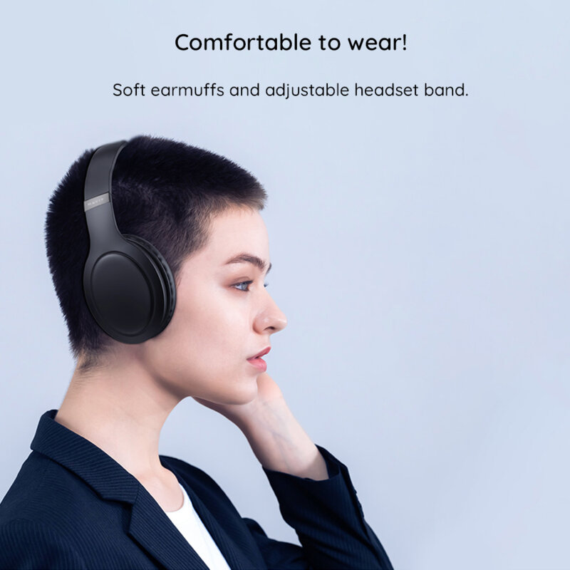 Casti wireless Bluetooth Havit, 350mAh, multipoint, negru H633BT