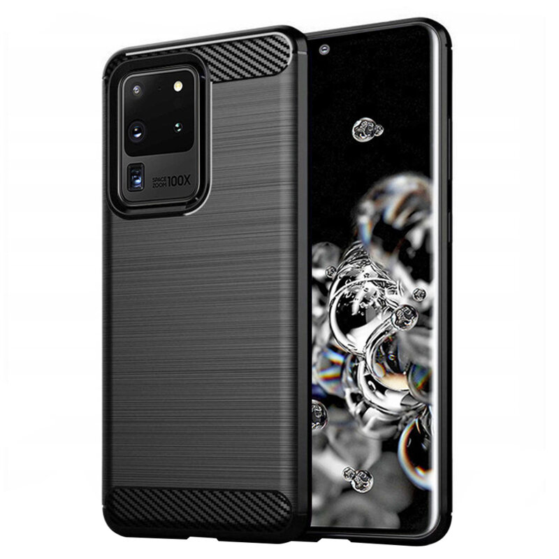 Husa Samsung Galaxy S20 Ultra Techsuit Carbon Silicone, negru