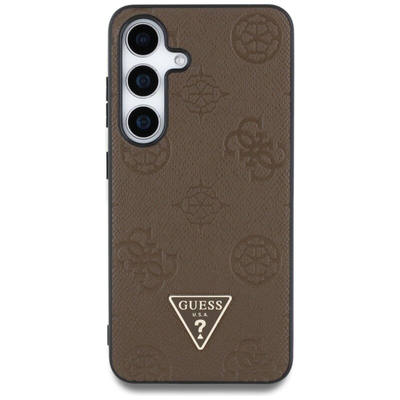 Husa Samsung Galaxy S25 Guess Peony Grained Hot Stamp Triangle Logo MagSafe, maro, GUHMS25SPGBTMW