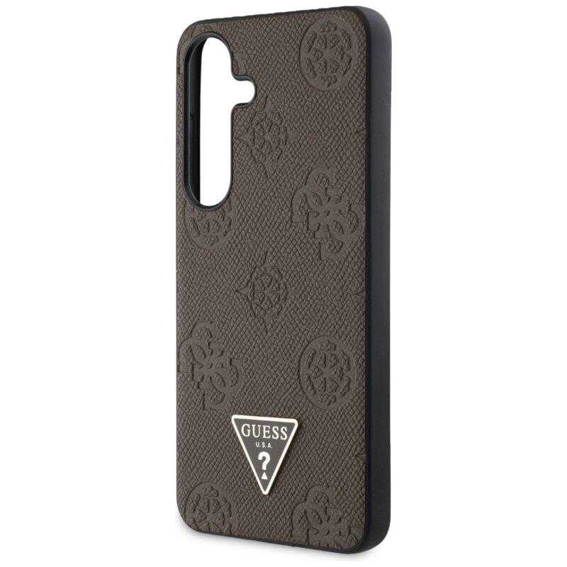 Husa Samsung Galaxy S25 Guess Peony Grained Hot Stamp Triangle Logo MagSafe, maro, GUHMS25SPGBTMW