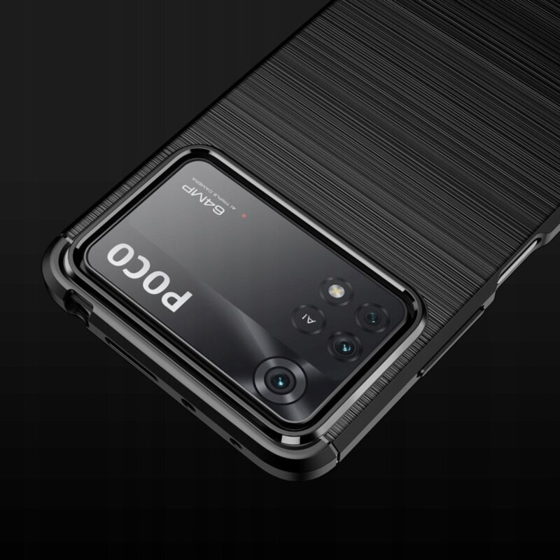 Husa Xiaomi Poco X4 Pro 5G Techsuit Carbon Silicone, negru