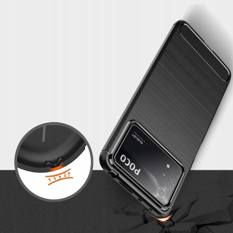 Husa Xiaomi Poco X4 Pro 5G Techsuit Carbon Silicone, negru