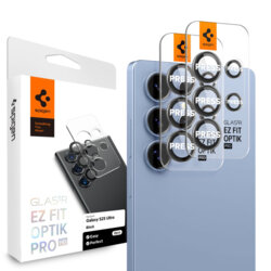 [Pachet 2x] Folie sticla camera Samsung Galaxy S25 Ultra Spigen Glas.tR Optik EZ Fit Pro, negru