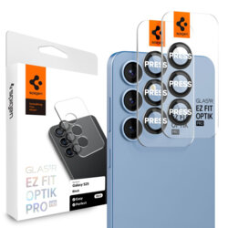 [Pachet 2x] Folie sticla camera Samsung Galaxy S25 Plus Spigen Glas.tR Optik EZ Fit Pro, negru