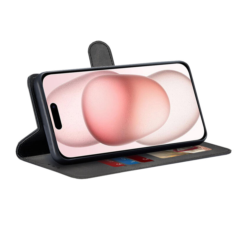Husa 360 iPhone 15 Techsuit Diary Book, negru