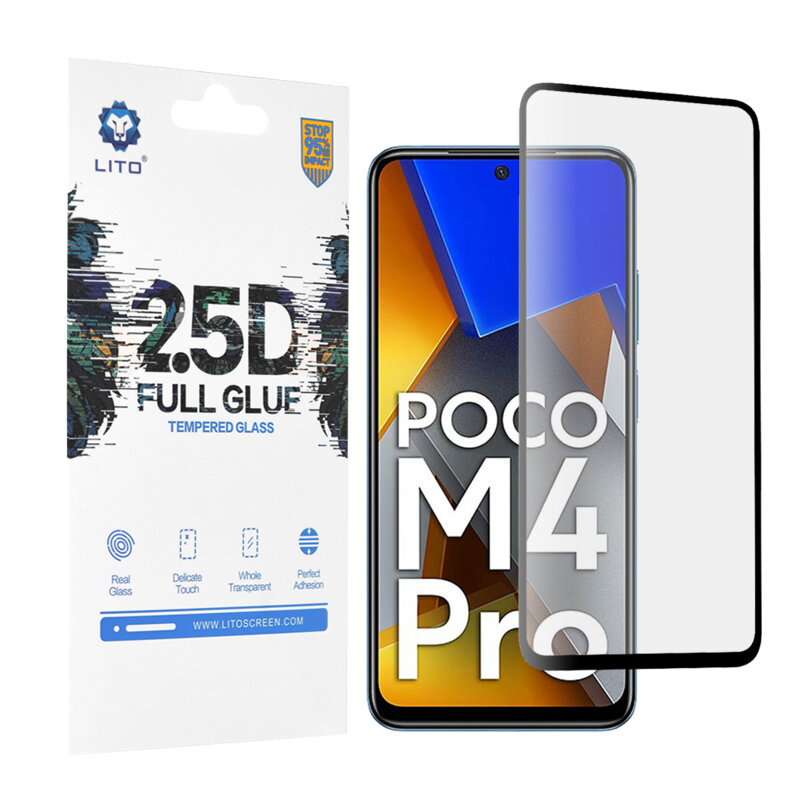 Folie sticla Xiaomi Poco M4 Pro 4G Lito 2.5D Full Glue, negru