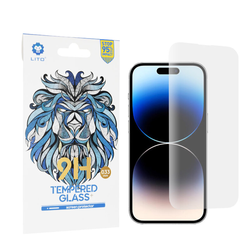 Folie sticla iPhone 14 Pro Lito 9H Tempered Glass, clear
