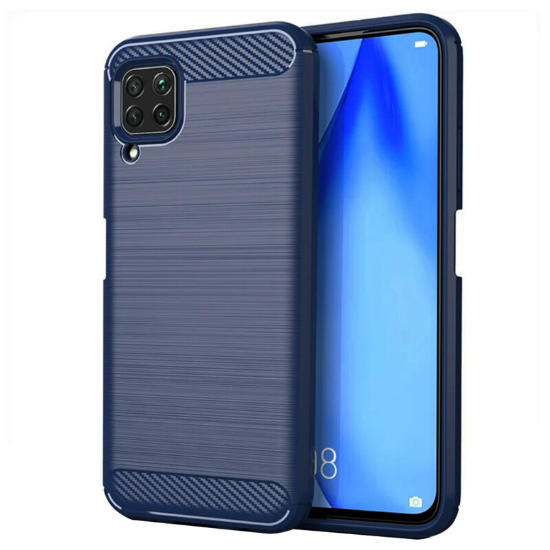 Husa Huawei P40 Lite Techsuit Carbon Silicone, albastru