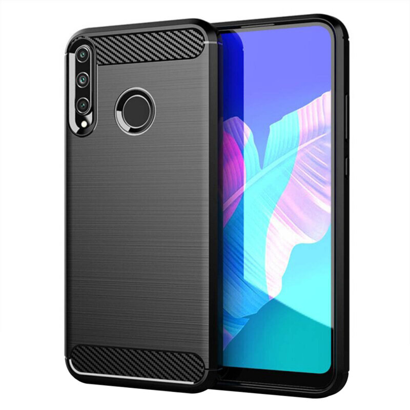 Husa Huawei P40 Lite E Techsuit Carbon Silicone, negru