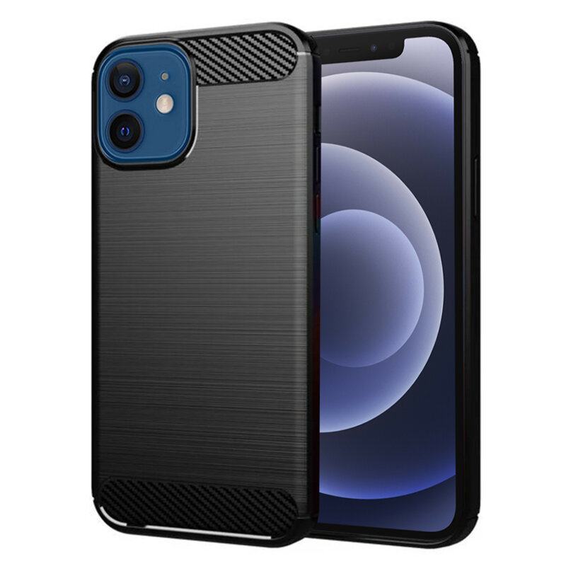 Husa iPhone 12 Techsuit Carbon Silicone, negru