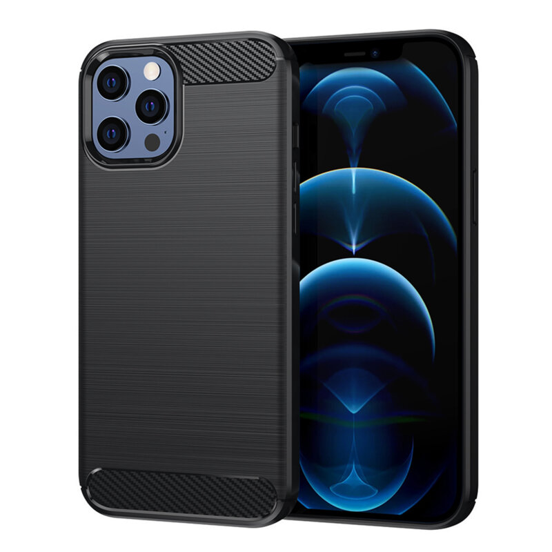 Husa iPhone 12 Pro Max Techsuit Carbon Silicone, negru
