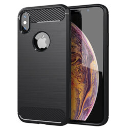 Husa iPhone XS Max Techsuit Carbon Silicone, negru