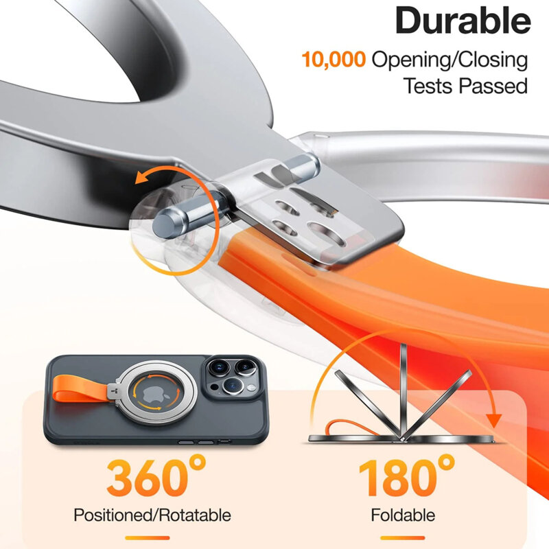 Inel magnetic 360°, suport telefon Torras Ostand, negru
