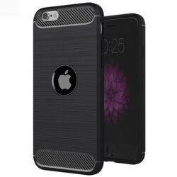 Husa iPhone SE 2, SE 2020 Techsuit Carbon Silicone cu decupaj pentru sigla, negru