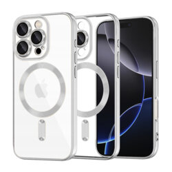 Husa premium iPhone 16 Pro Max Techsuit Luxury Crystal MagSafe, argintiu
