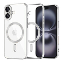 Husa premium iPhone 16 Techsuit Luxury Crystal MagSafe, argintiu