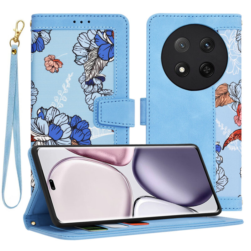 Husa personalizata fete Honor X9c Techsuit FlipCraft, bleu