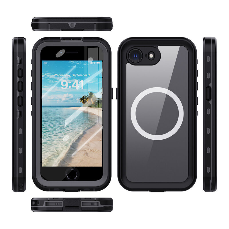 Husa impermeabila iPhone 16e ShellBox Waterproof IP68, negru