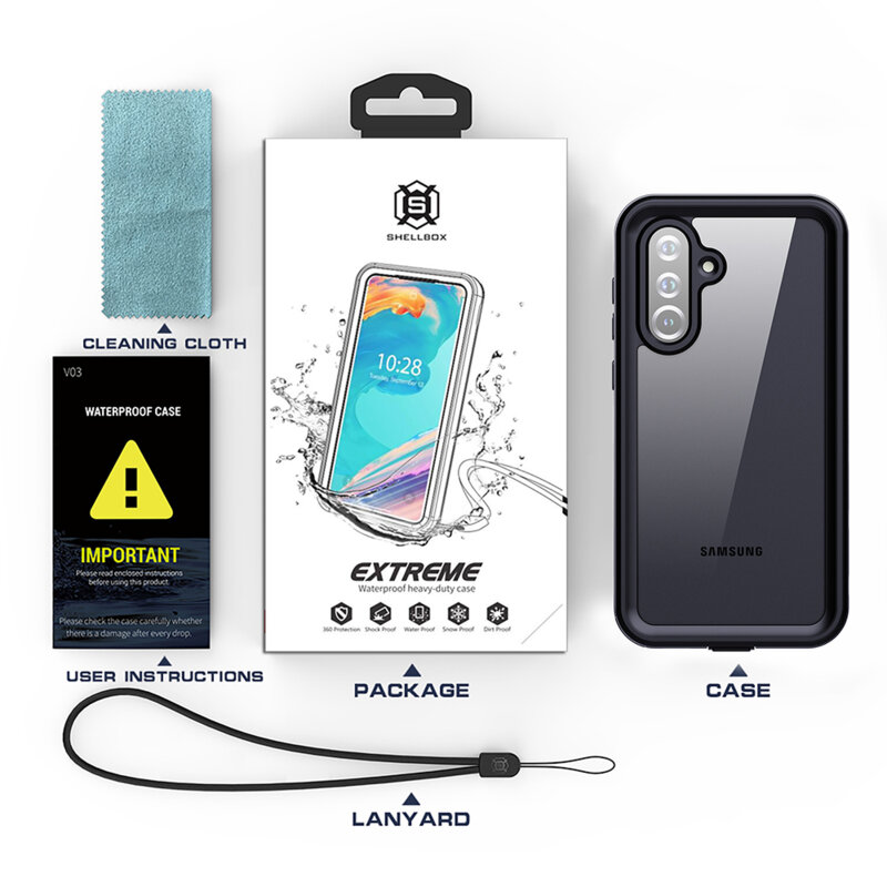 Husa impermeabila Samsung Galaxy S25 Ultra ShellBox Waterproof IP68, negru