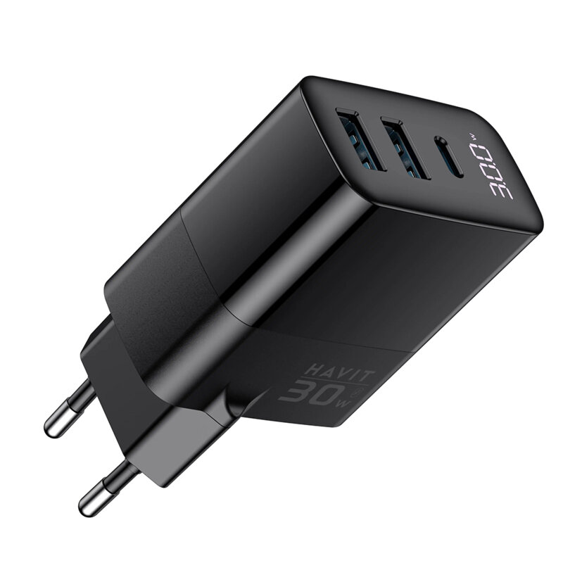 Incarcator priza Type-C 2x USB 30W Havit UCLE001 EU, negru