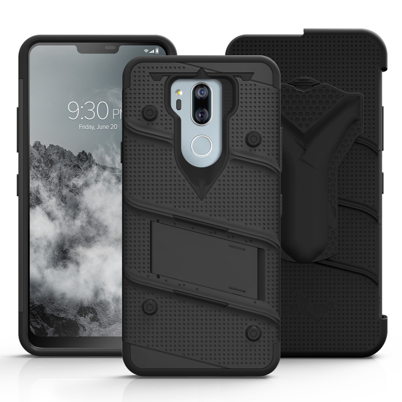 Husa LG G7 ThinQ Zizo Bolt + Folie Sticla Securizata - Negru