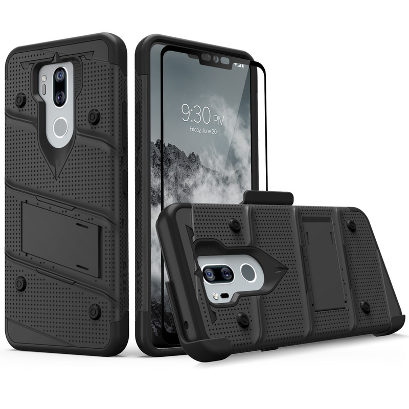 Husa LG G7 ThinQ Zizo Bolt + Folie Sticla Securizata - Negru