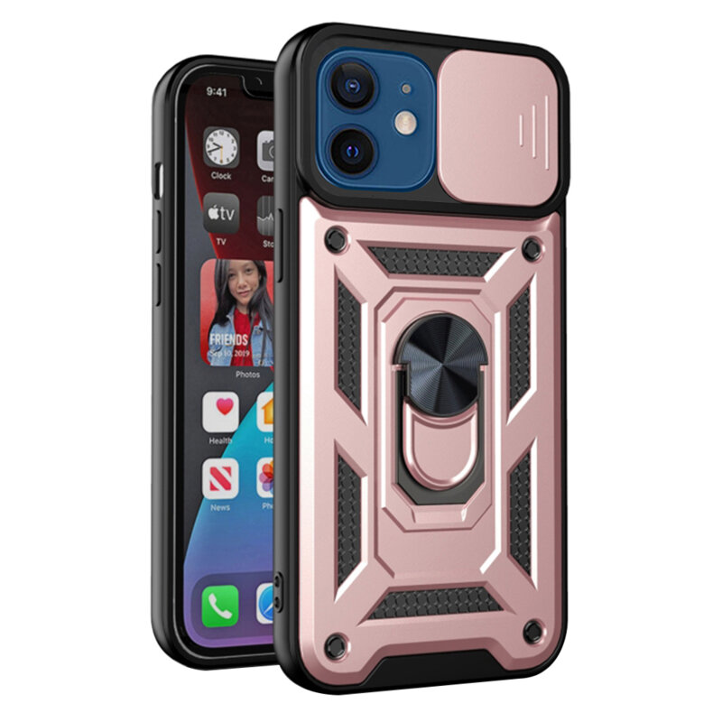 Husa iPhone 12 protectie camera Techsuit CamShield Series, roz