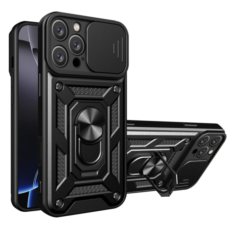 Husa iPhone 16 Pro Max protectie camera Techsuit CamShield Series, negru