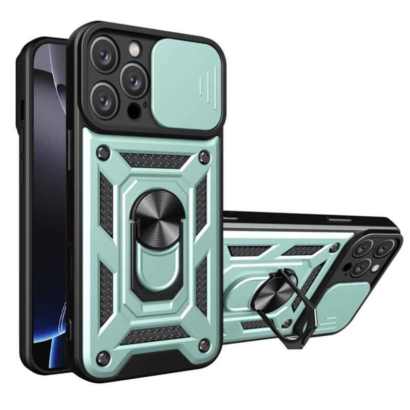 Husa iPhone 16 Pro Max protectie camera Techsuit CamShield Series, verde