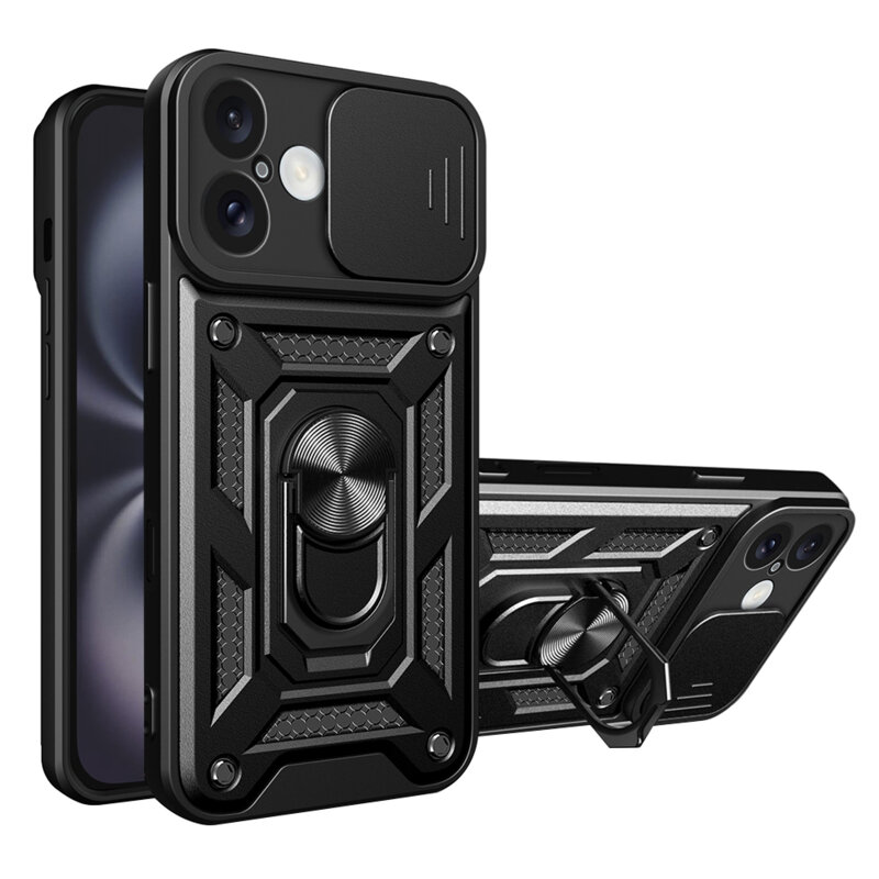 Husa iPhone 16 protectie camera Techsuit CamShield Series, negru