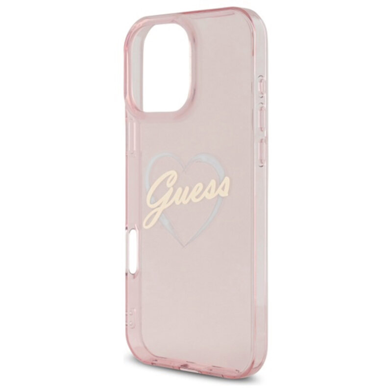 Husa Guess Hardcase IML Heart iPhone 16 Pro, roz, GUHCP16LHCHGSPP