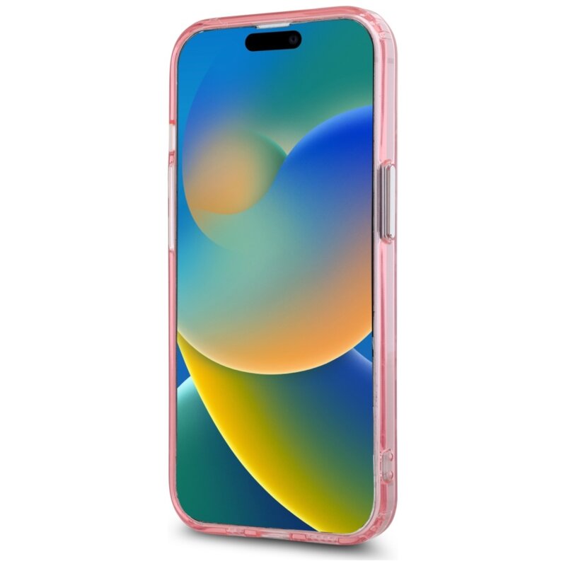 Husa iPhone 15 Plus Karl Lagerfeld IML MagSafe, Monogram Karl&Choupette Head, roz, KLHMP15MHMCKMHP