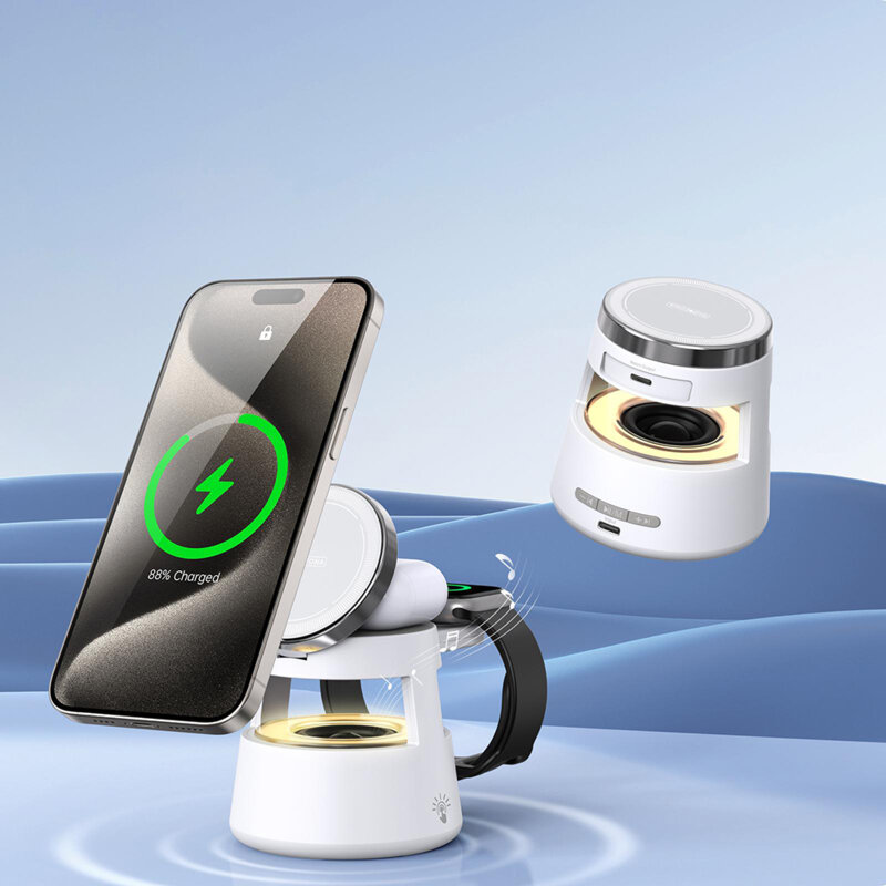 Statie incarcare wireless cu boxa Bluetooth Duzzona W23, alb