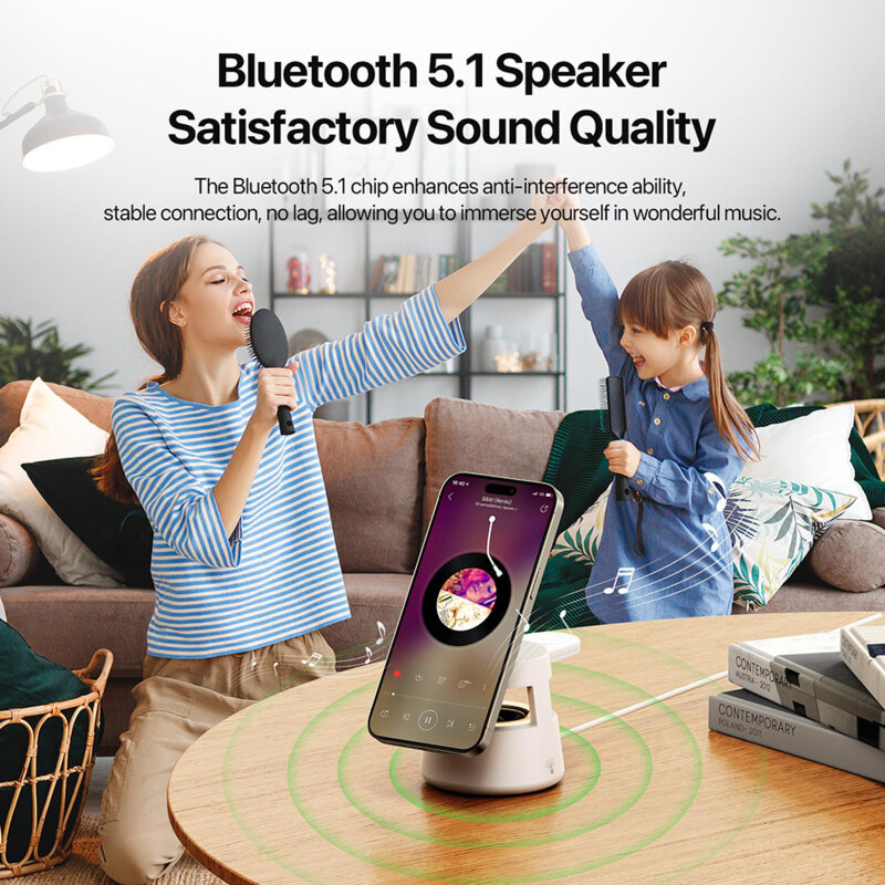 Statie incarcare wireless cu boxa Bluetooth Duzzona W23, alb