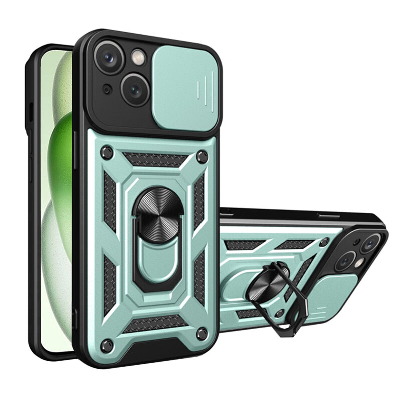 Husa iPhone 15 Plus protectie camera Techsuit CamShield Series, verde