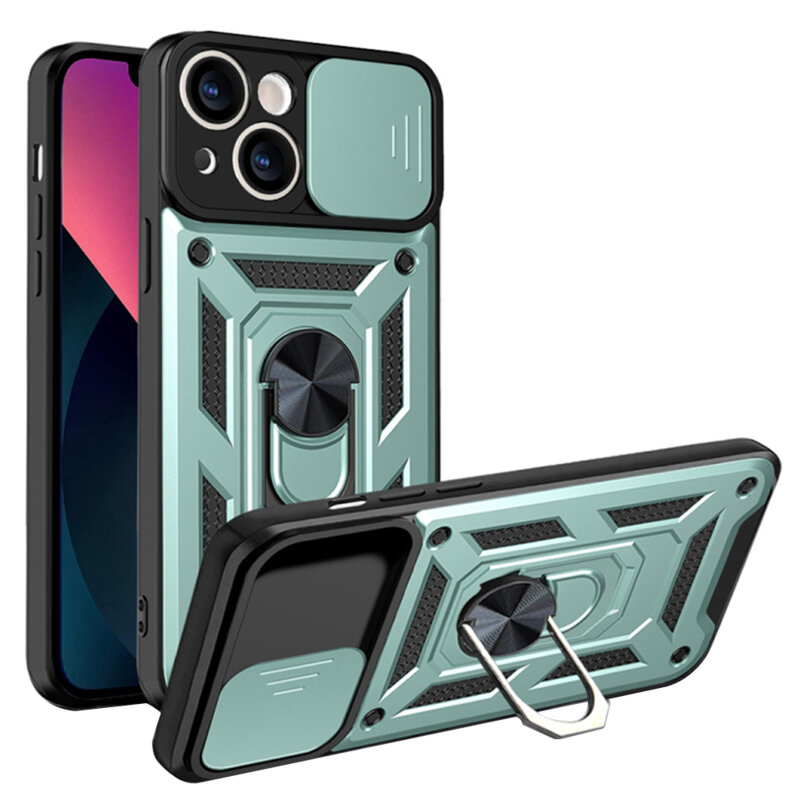 Husa iPhone 14 protectie camera Techsuit CamShield Series, verde