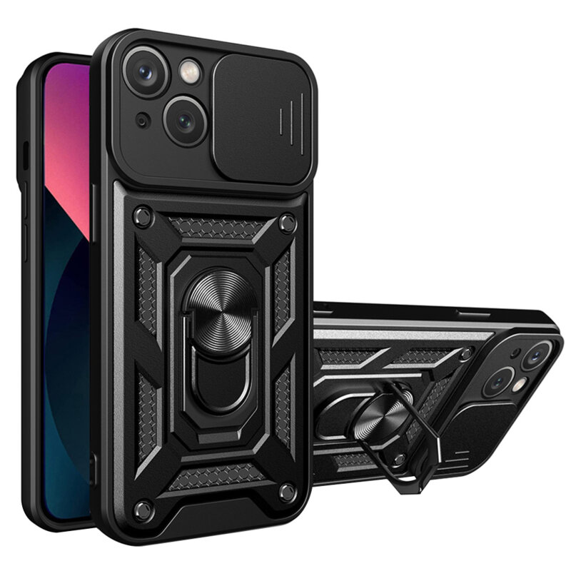 Husa iPhone 14 protectie camera Techsuit CamShield Series, negru